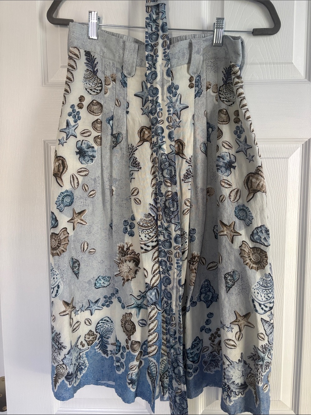 Ranna Gill Blue and Cream Seashell Print A-Line Skirt - Picture 4 of 8